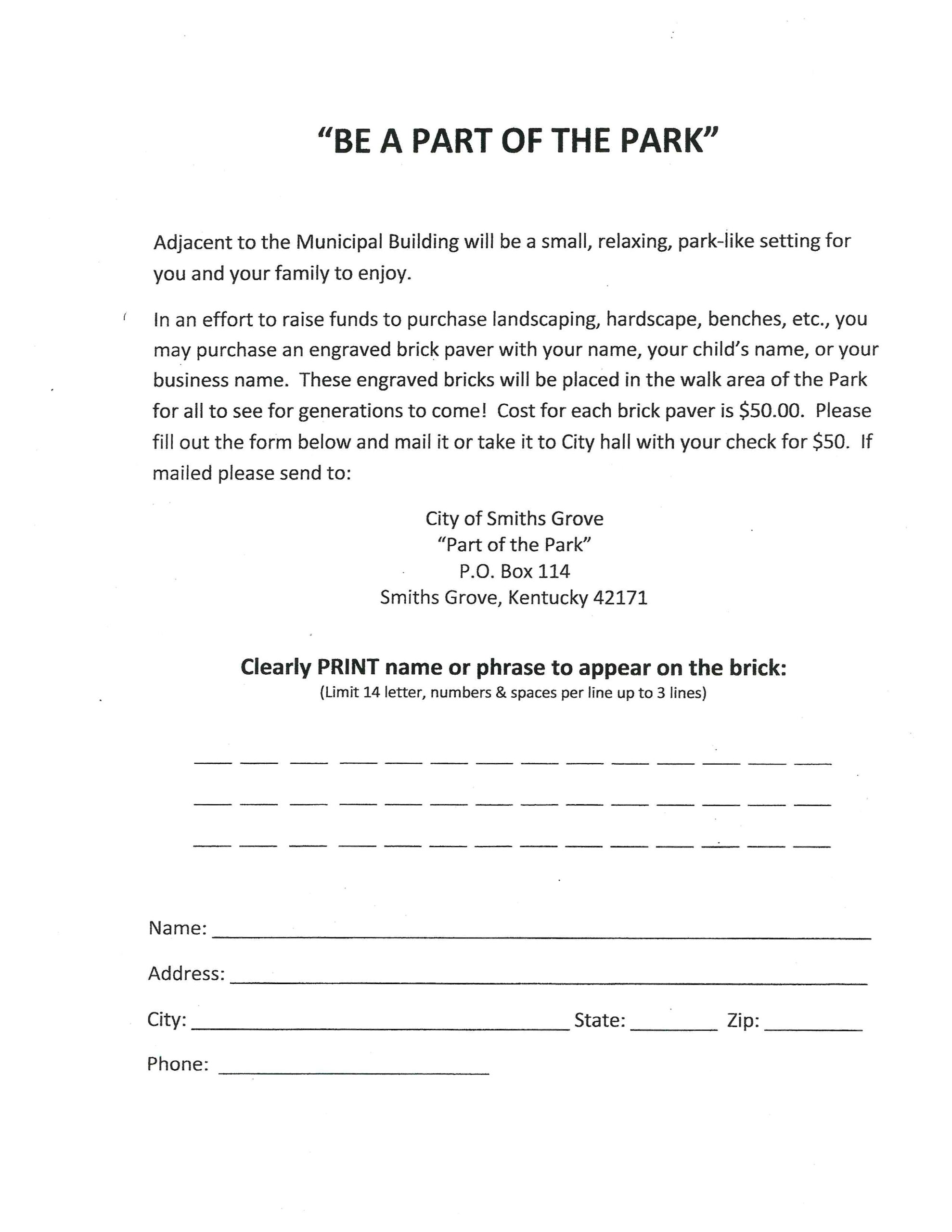 Be a Part of the Park Smiths Grove, Kentucky